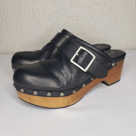 Free People Shoes - Free People Culver City Platform Wooden Black Clogs Studds  Size 40 EU  10 US